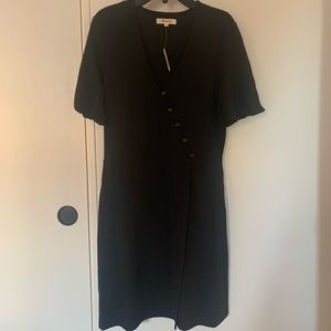 Madewell black cross-front button dress